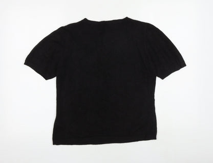 Classics Womens Black Round Neck Acrylic Pullover Jumper Size 12