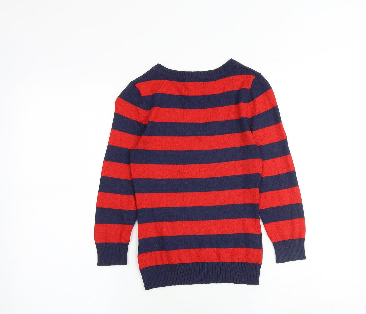 H&M Womens Multicoloured V-Neck Striped Acrylic Pullover Jumper Size XS