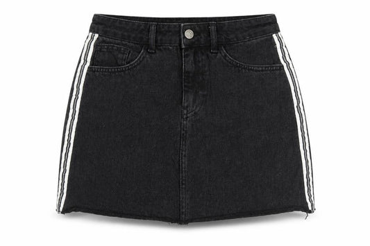 Denim & Co. Womens Black Herringbone Cotton Mini Skirt Size 10 Zip