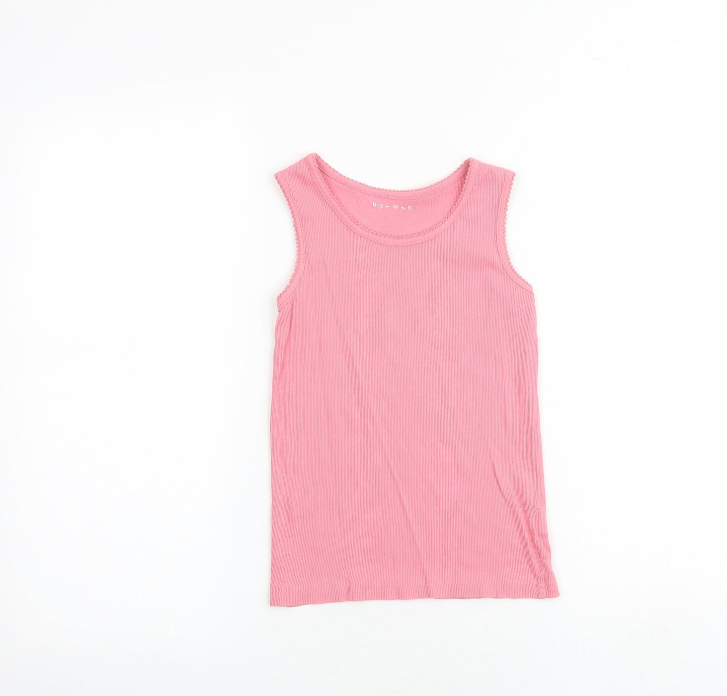 Nutmeg Girls Pink Cotton Basic Tank Size 10-11 Years Round Neck Pullover