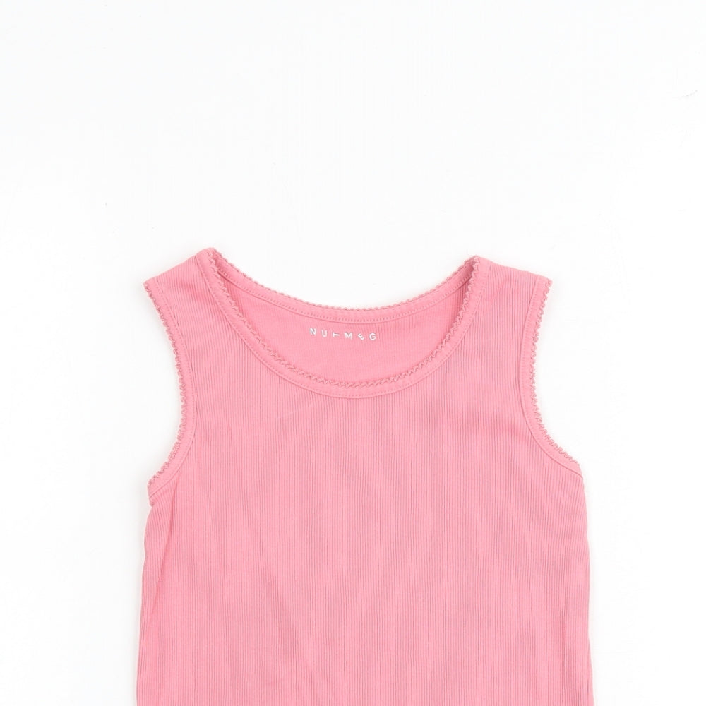 Nutmeg Girls Pink Cotton Basic Tank Size 10-11 Years Round Neck Pullover