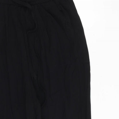 PRETTYLITTLETHING Womens Black Viscose Trousers Size 8 Regular Tie