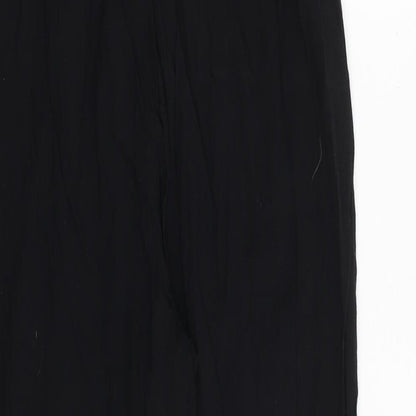 PRETTYLITTLETHING Womens Black Viscose Trousers Size 8 Regular Tie