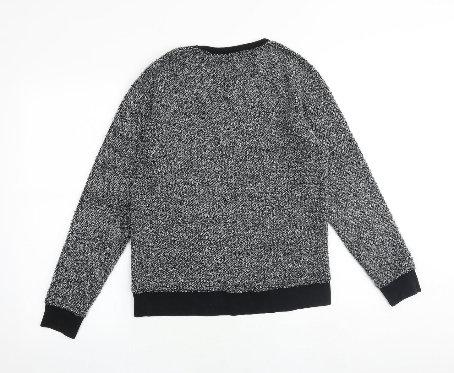 Topshop Womens Black Cotton Pullover Sweatshirt Size 8 Pullover