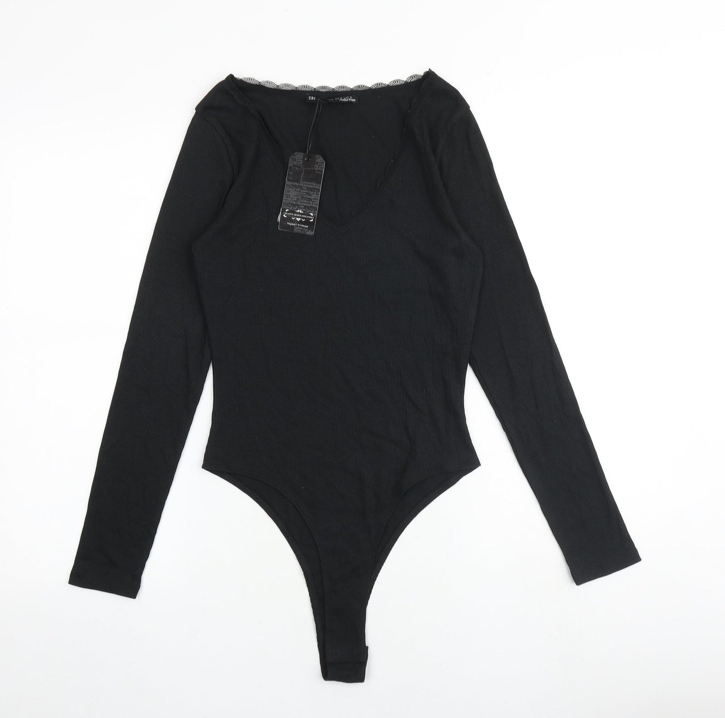 CDI Womens Black Polyester Bodysuit One-Piece Size 12 Snap