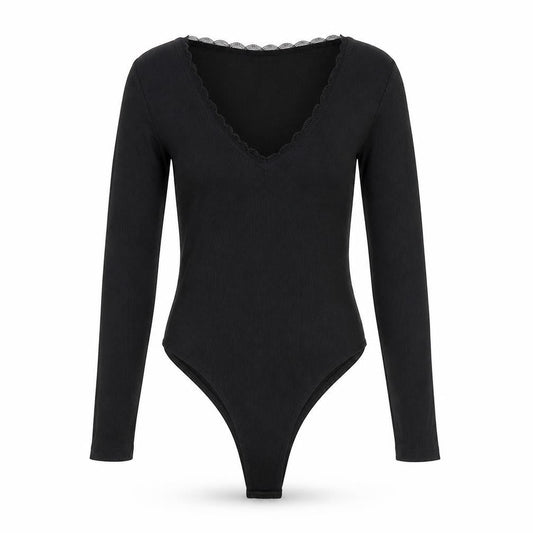 CDI Womens Black Polyester Bodysuit One-Piece Size 12 Snap