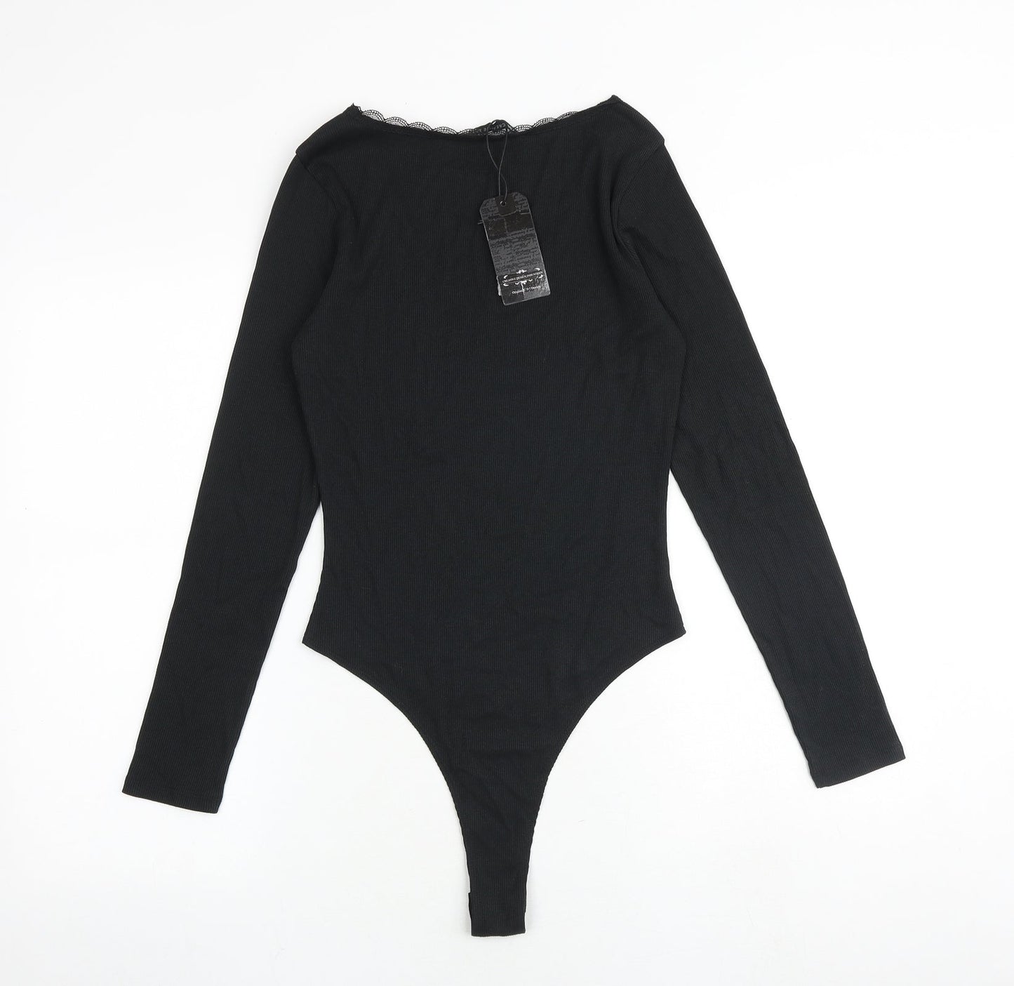 CDI Womens Black Polyester Bodysuit One-Piece Size 12 Snap