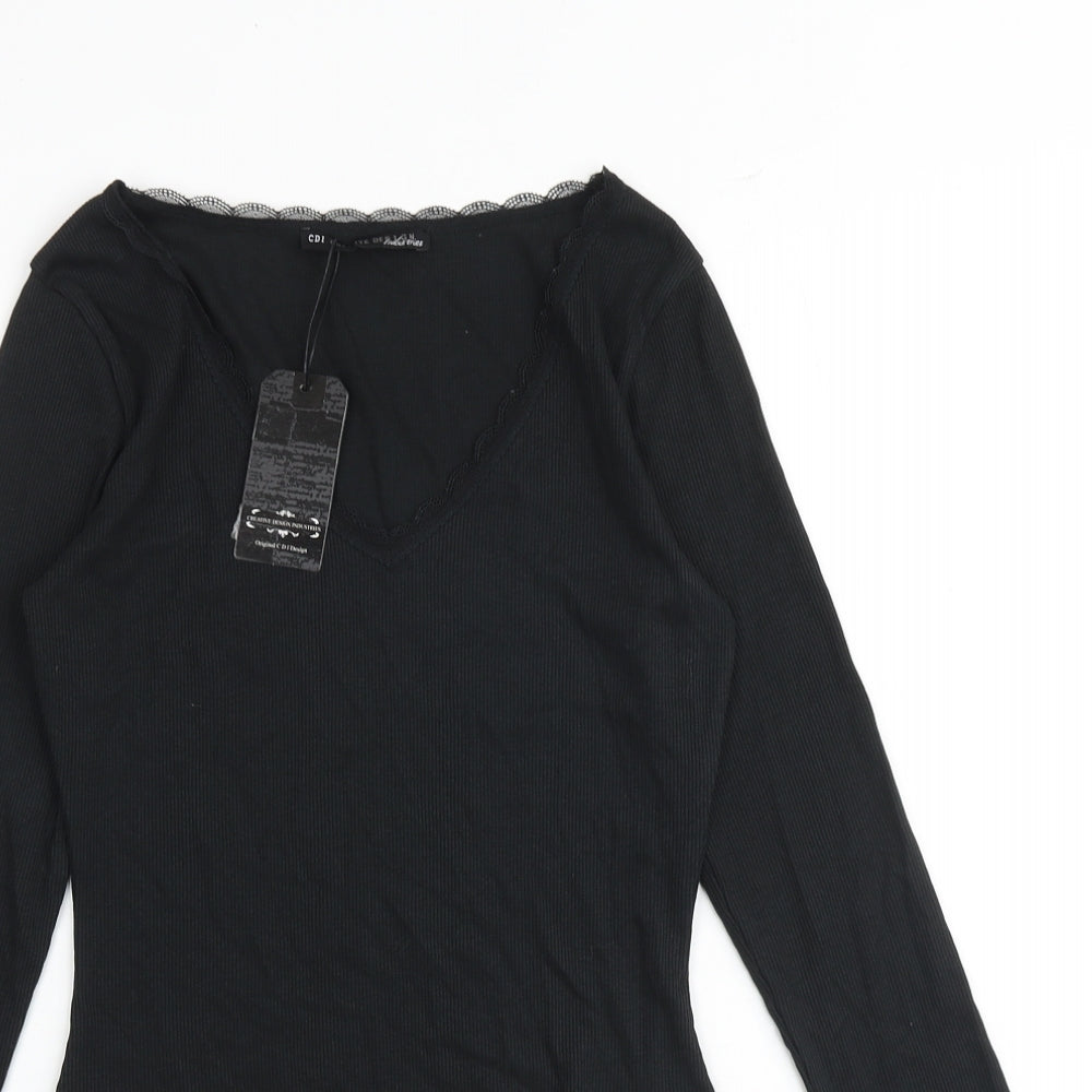 CDI Womens Black Polyester Bodysuit One-Piece Size 12 Snap