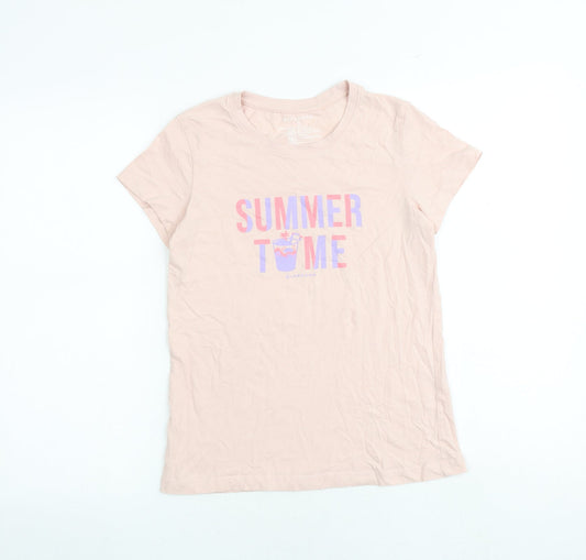 Giordano Girls Pink 100% Cotton Basic T-Shirt Size S Crew Neck Pullover - Summer Time