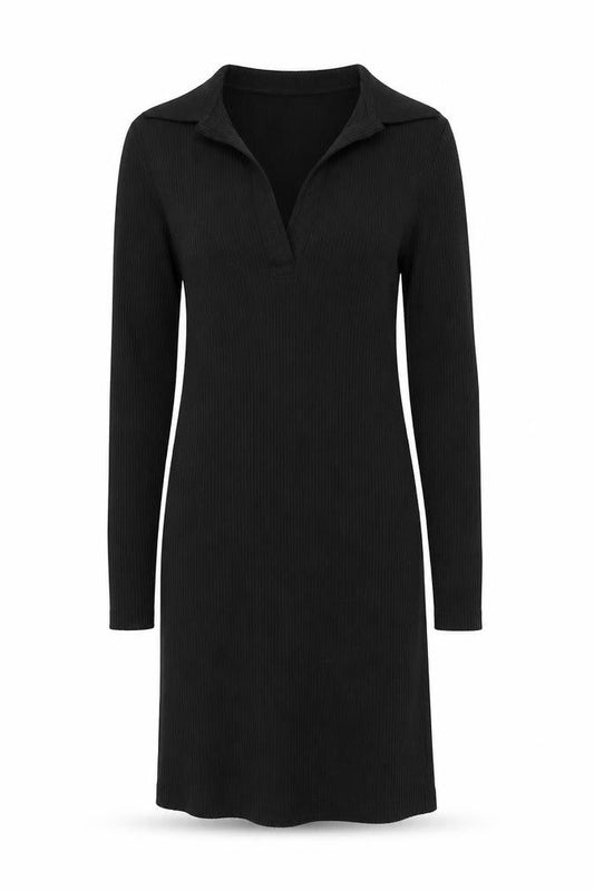 H&M Womens Black Cotton Jumper Dress Size XS Collared Pullover