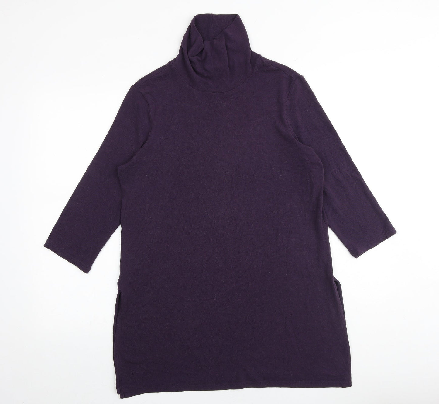 Marks and Spencer Womens Purple Roll Neck Polyester Pullover Jumper Size 14 Pullover