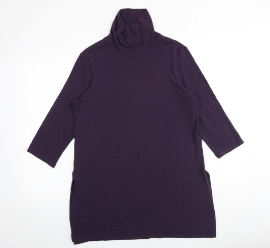 Marks and Spencer Womens Purple Roll Neck Polyester Pullover Jumper Size 14 Pullover