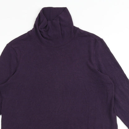 Marks & Spencer Womens Purple Roll Neck Polyester Pullover Jumper Size 14 Pullover