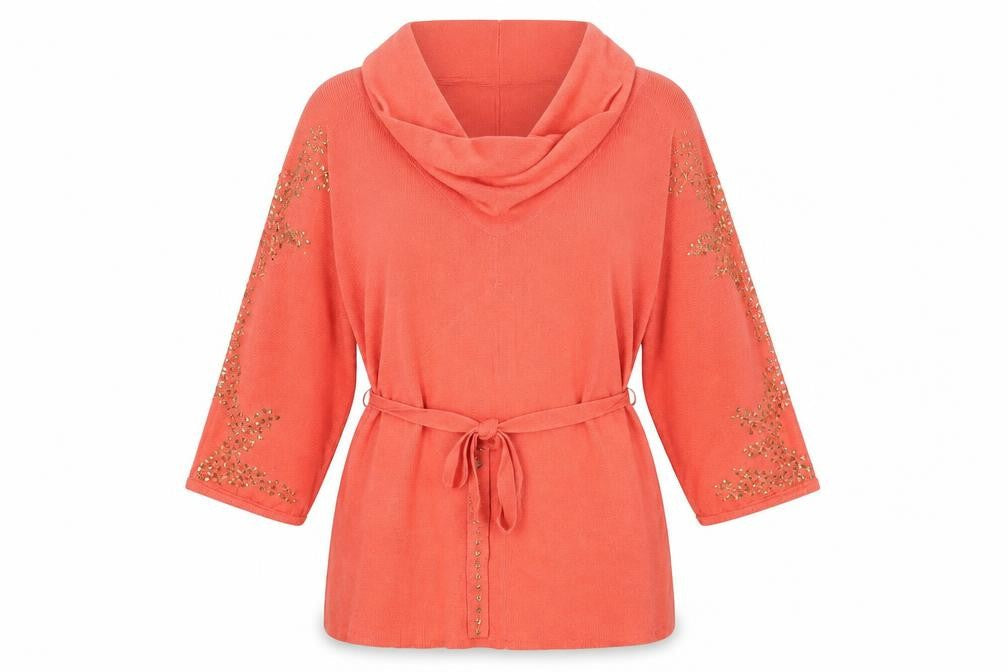 Komodo Womens Pink Cowl Neck Cotton Pullover Jumper Size 10