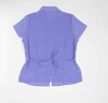 Bonmarché Womens Purple Polyester Basic Button-Up Size 14 Collared