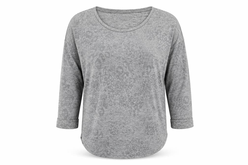 Wallis Womens Grey Round Neck Animal Print Polyester Pullover Jumper Size M - Leopard pattern