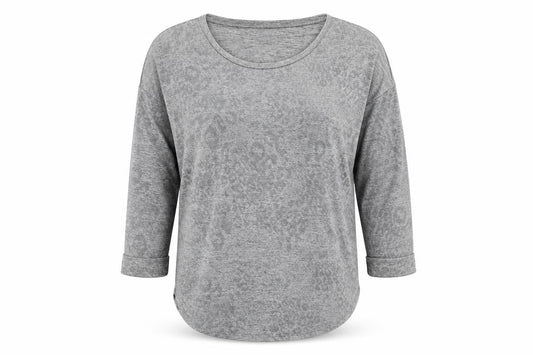 Wallis Womens Grey Round Neck Animal Print Polyester Pullover Jumper Size M - Leopard pattern