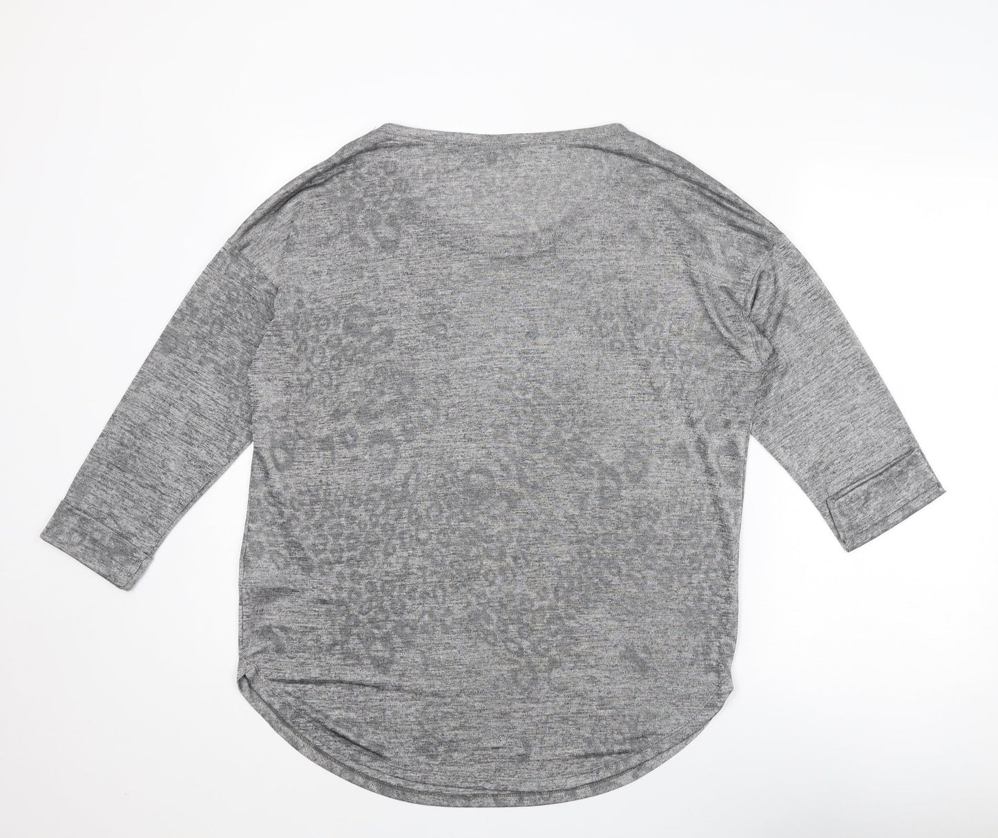 Wallis Womens Grey Round Neck Animal Print Polyester Pullover Jumper Size M - Leopard pattern