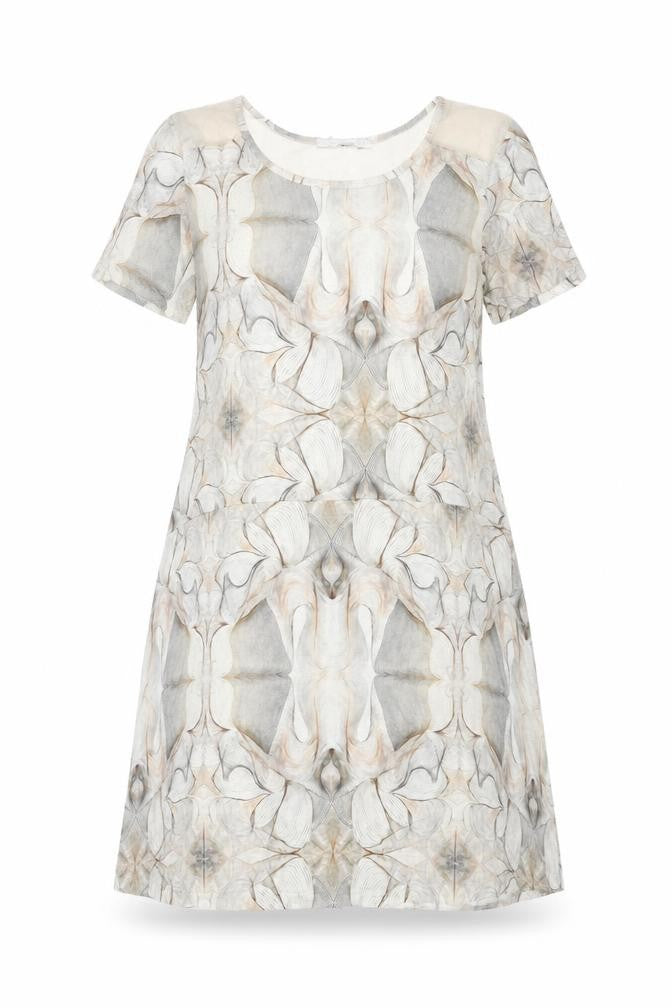 LAUREN VIDAL Womens Beige Geometric Viscose A-Line Size S Round Neck Pullover
