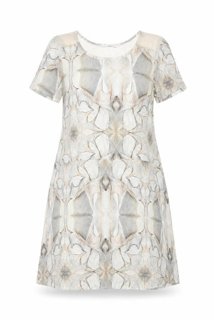 LAUREN VIDAL Womens Beige Geometric Viscose A-Line Size S Round Neck Pullover
