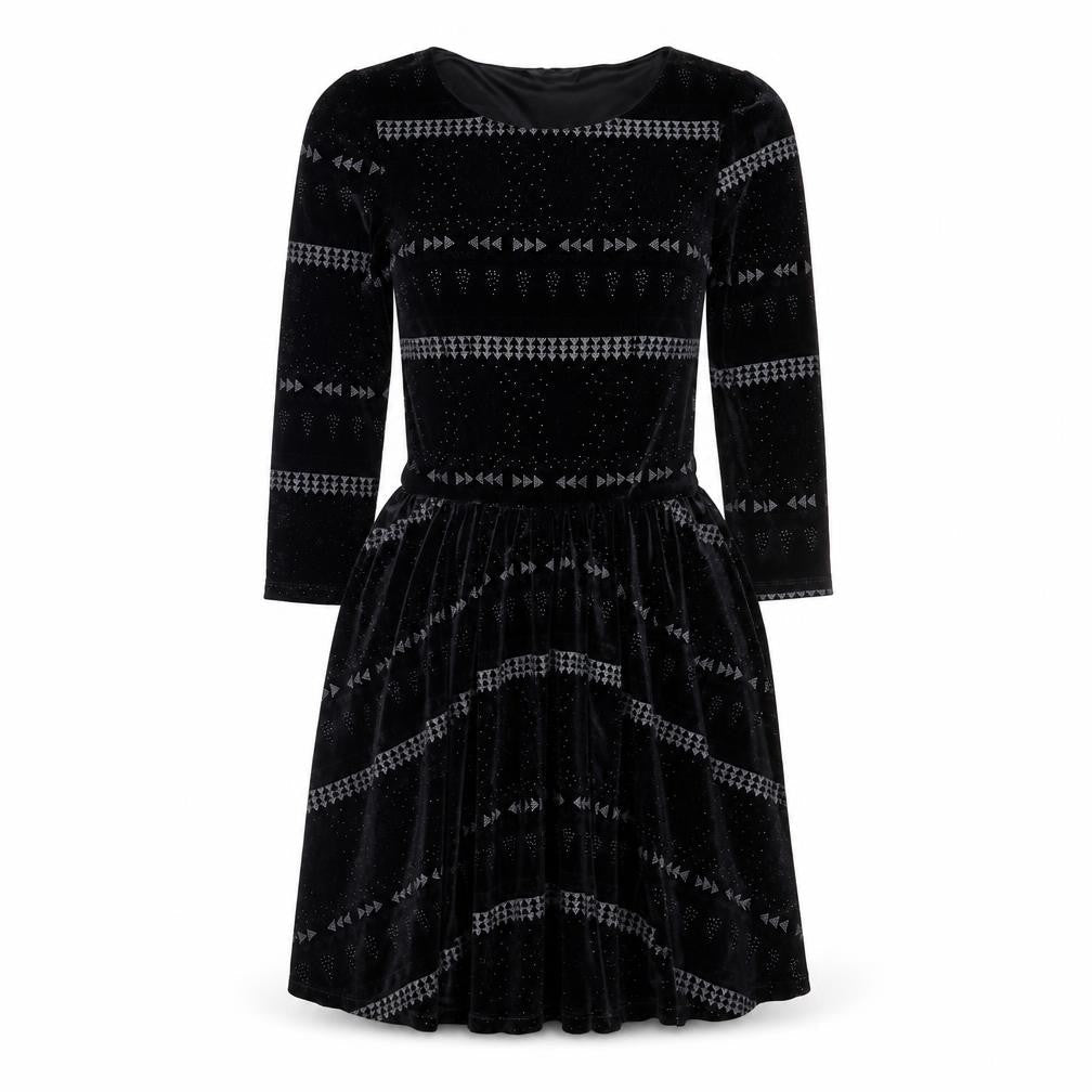 Topshop Womens Black Geometric Polyester Fit & Flare Size 6 Round Neck Pullover