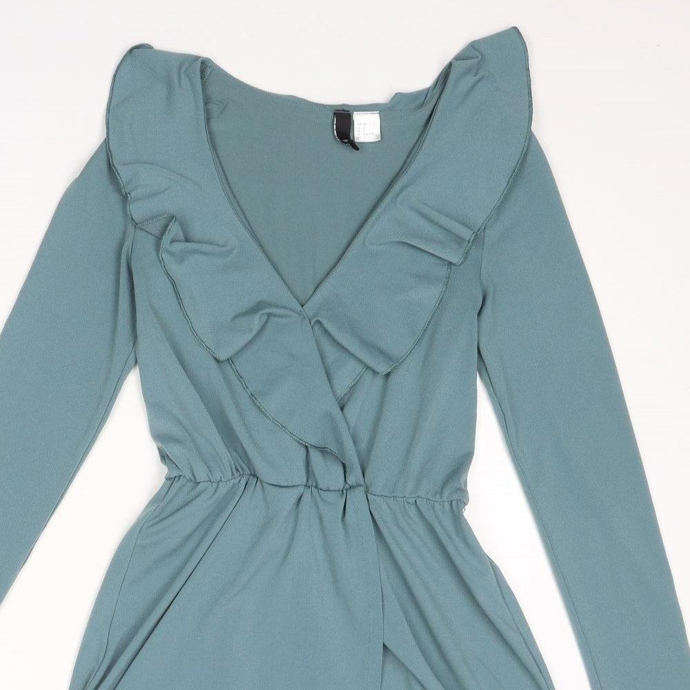 Divided by H&M Womens Blue Polyester Fit & Flare Size 6 V-Neck Pullover