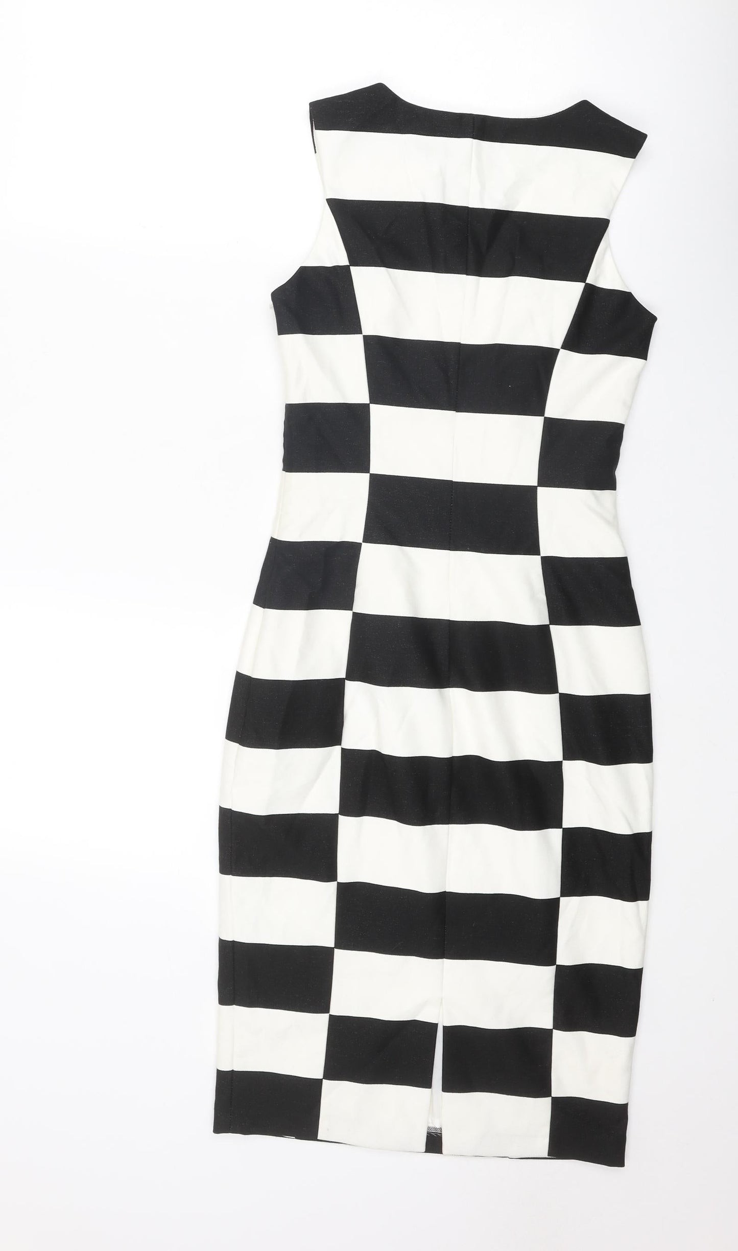 Coast Womens Black Colourblock Polyester Bodycon Size 6 V-Neck Zip