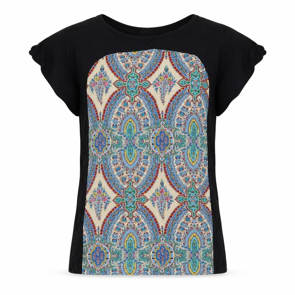 Boohoo Womens Black Geometric Polyester A-Line Size 14 Round Neck Pullover