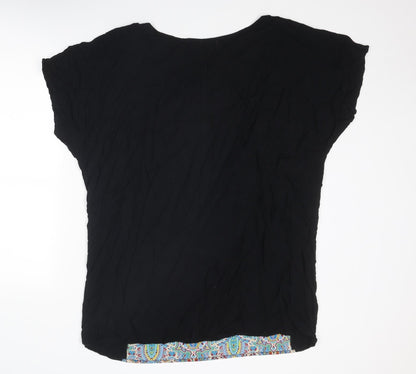 Boohoo Womens Black Geometric Polyester A-Line Size 14 Round Neck Pullover