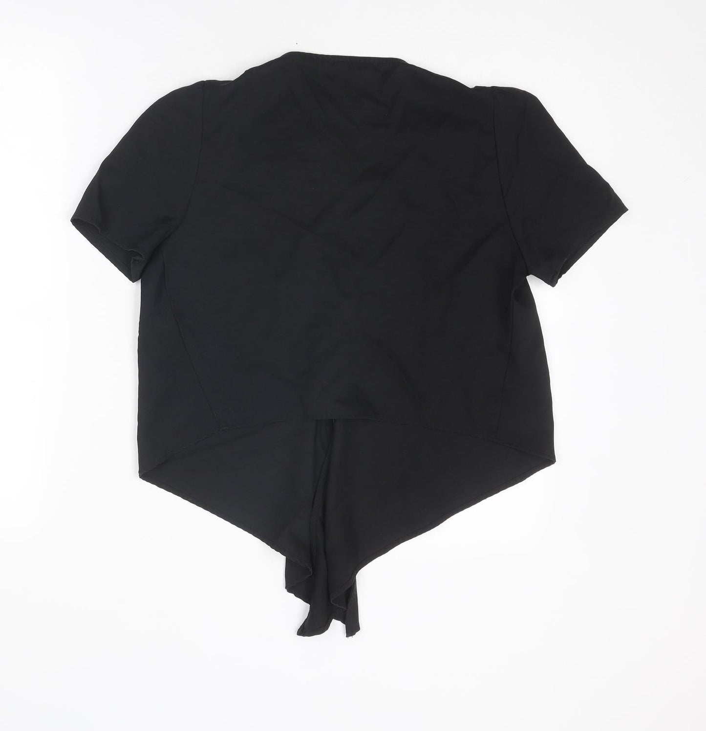 Zara Womens Black Lyocell Basic Blouse Size M V-Neck