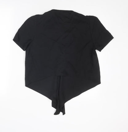 Zara Womens Black Lyocell Basic Blouse Size M V-Neck