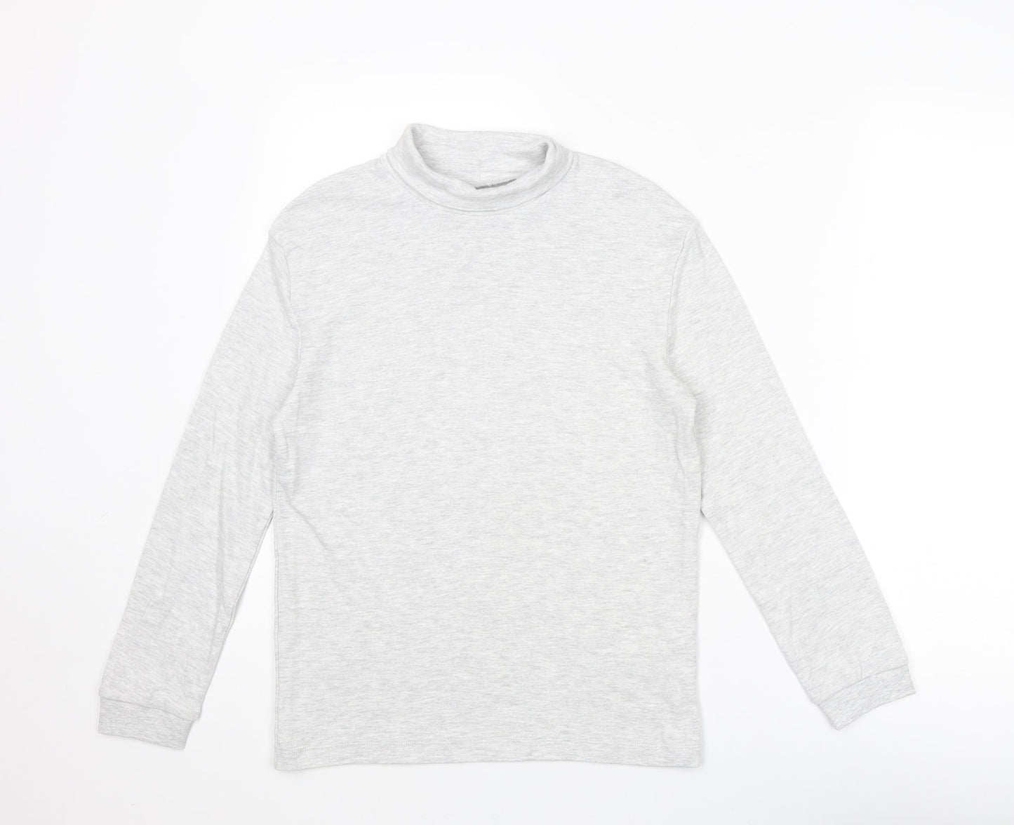 Marks and Spencer Boys Grey Cotton Basic T-Shirt Size 10-11 Years Mock Neck Pullover