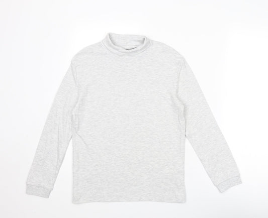 Marks and Spencer Boys Grey Cotton Basic T-Shirt Size 10-11 Years Mock Neck Pullover