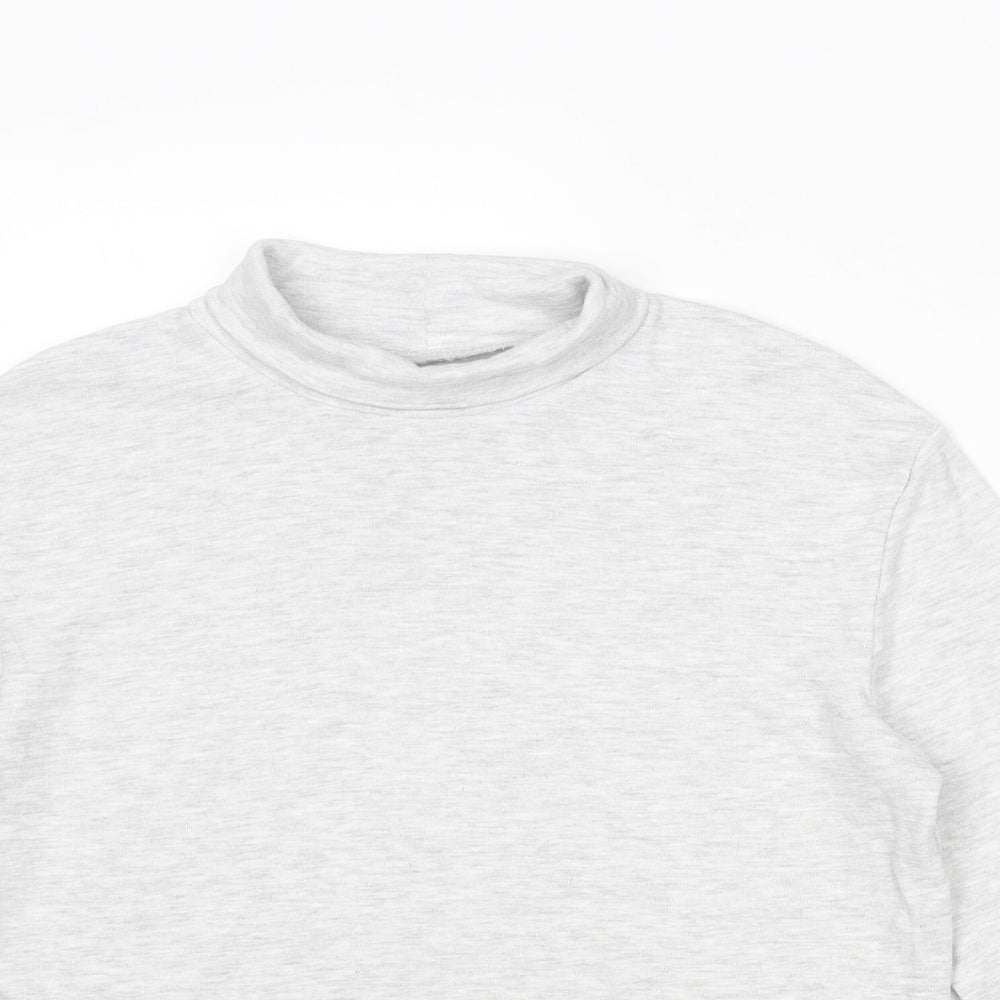 Marks and Spencer Boys Grey Cotton Basic T-Shirt Size 10-11 Years Mock Neck Pullover