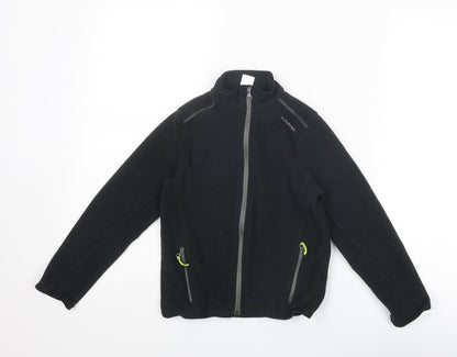 Additional front view of Quechua boys’ black jacket, size 8, years zip