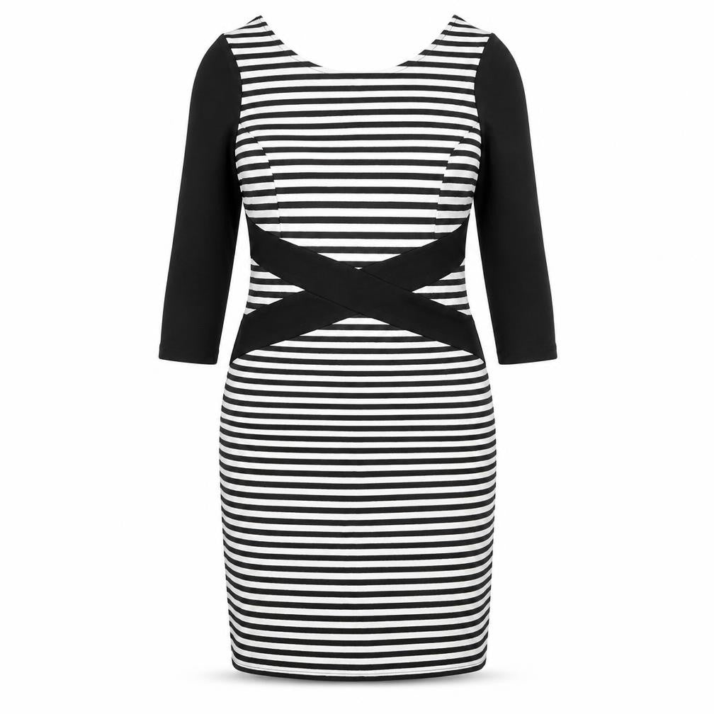 Philosophy Blues Womens Black Striped Polyester A-Line Size M Round Neck Zip