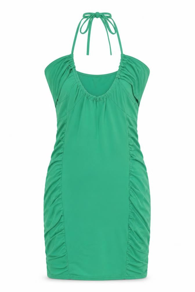 PRETTYLITTLETHING Womens Green Polyester Bodycon Size 8 Halter Tie