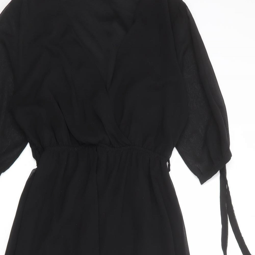 Select Womens Black Polyester Fit & Flare Size 12 V-Neck Pullover