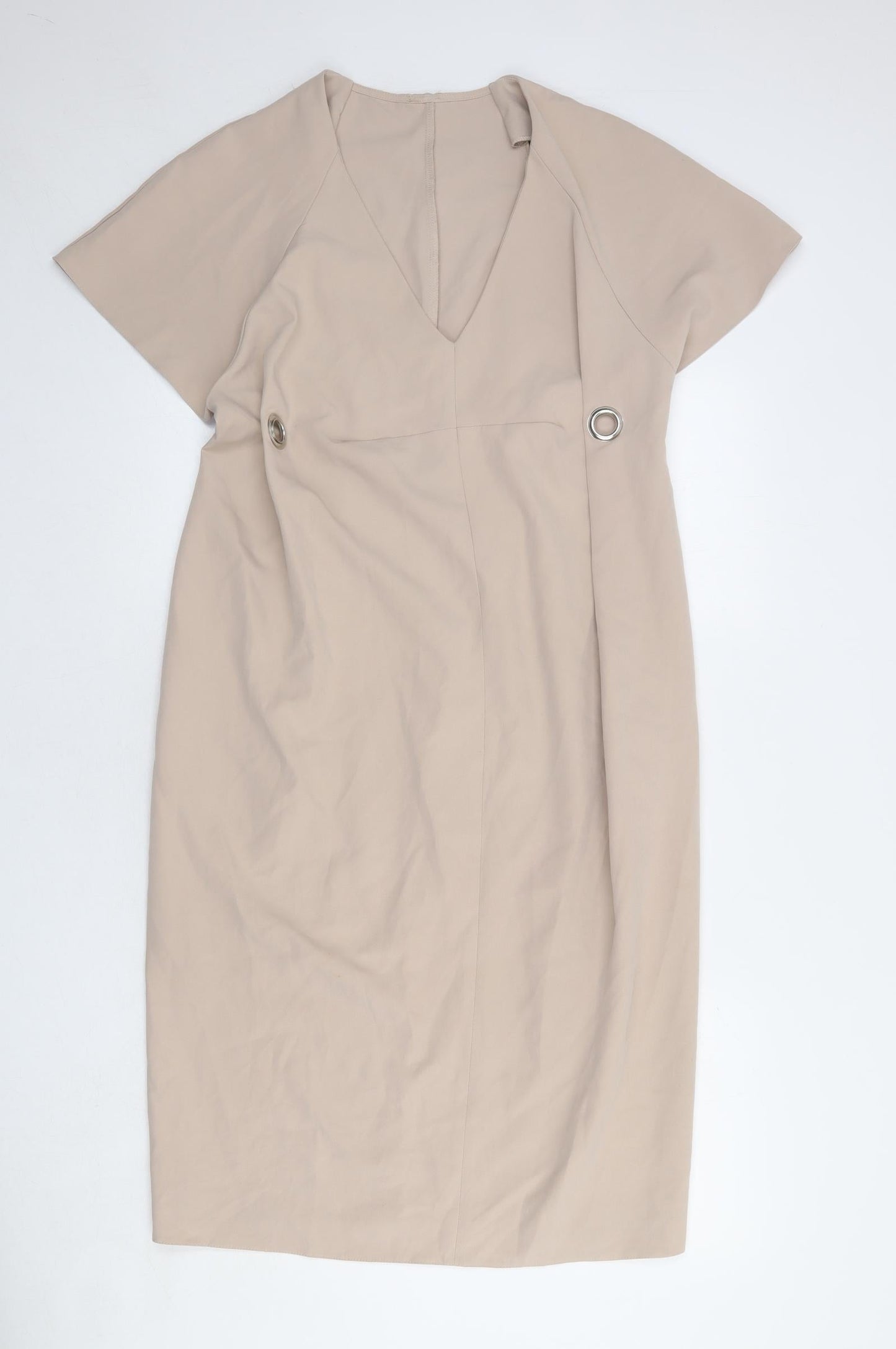ASOS Womens Beige Polyester Shift Size 10 V-Neck Pullover