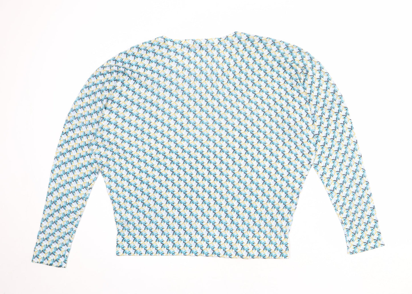 Monoprix Womens Multicoloured Round Neck Geometric 100% Cotton Pullover Jumper Size M