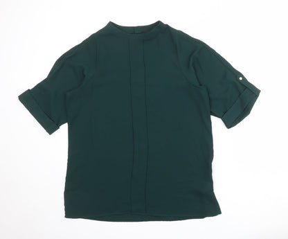 Additional front view of Autograph women’s green polyester basic blouse, size UK 10, mock neck