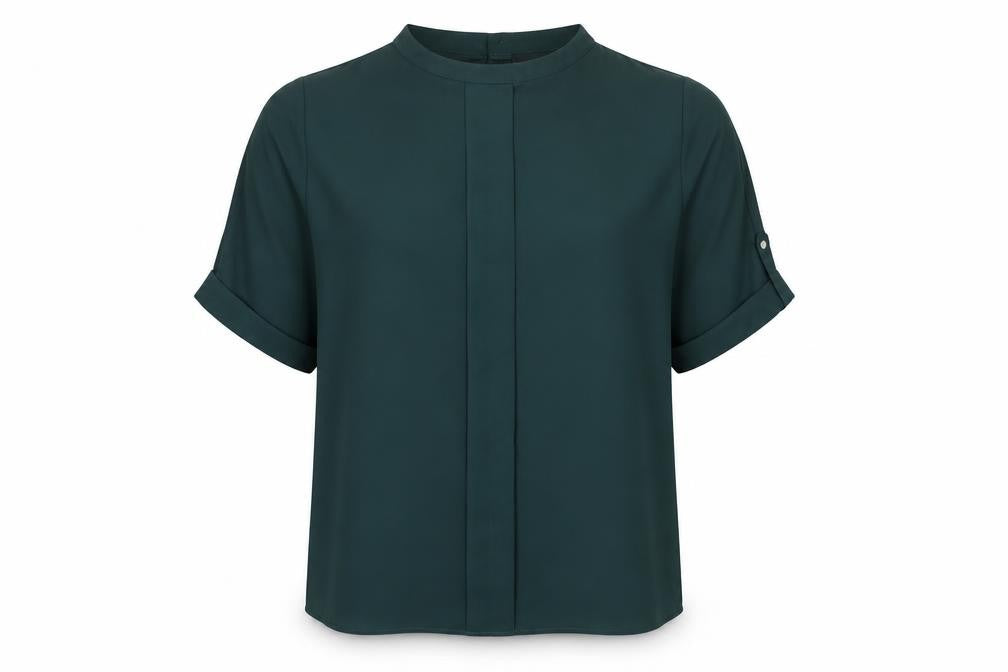 Autograph Womens Green Polyester Basic Blouse Size 10 Mock Neck