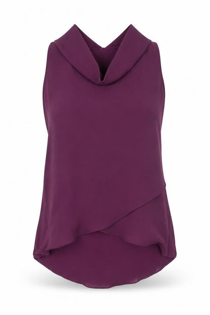 Warehouse Womens Purple Polyester Basic Blouse Size 6 Cowl Neck