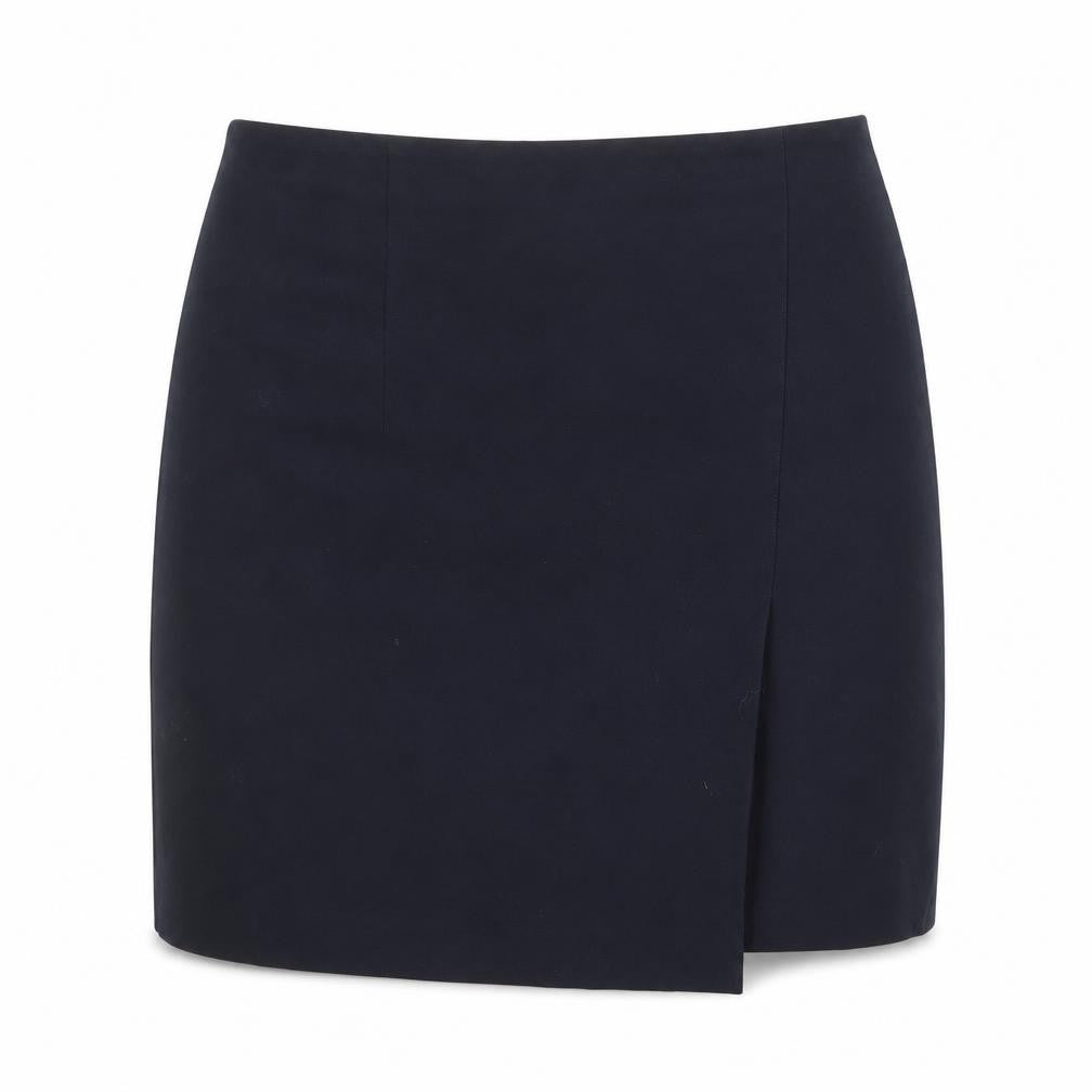 Marks & Spencer Womens Blue Polyester Mini Skirt Size 36 in Zip - Wrap Style