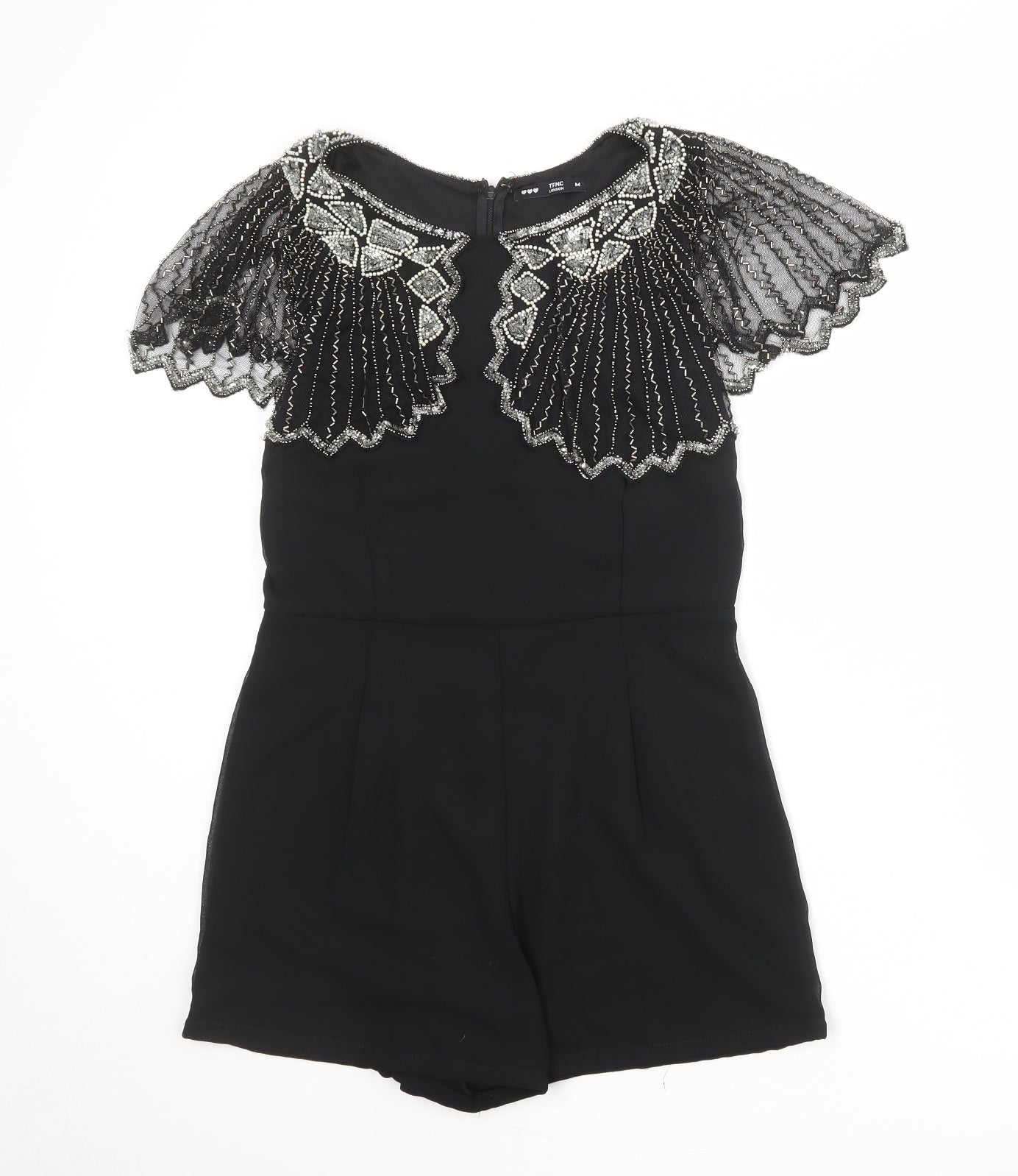 TFNC Womens Black Polyester Playsuit One-Piece Size M Zip
