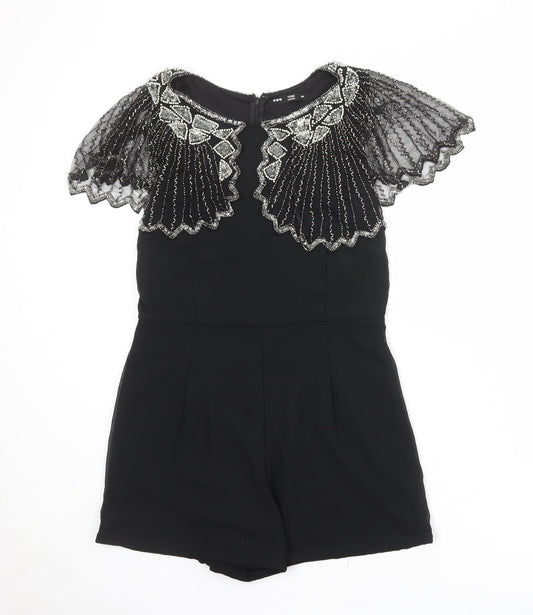 TFNC Womens Black Polyester Playsuit One-Piece Size M Zip