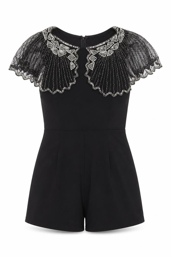 TFNC Womens Black Polyester Playsuit One-Piece Size M Zip