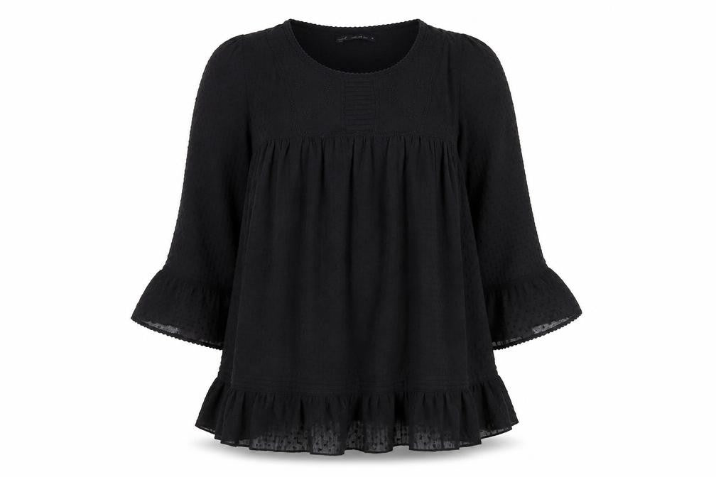 NEXT Womens Black Polka Dot Polyester A-Line Size 12 Scoop Neck Pullover