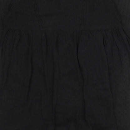 Next Womens Black Polka Dot Polyester A-Line Size 12 Scoop Neck Pullover