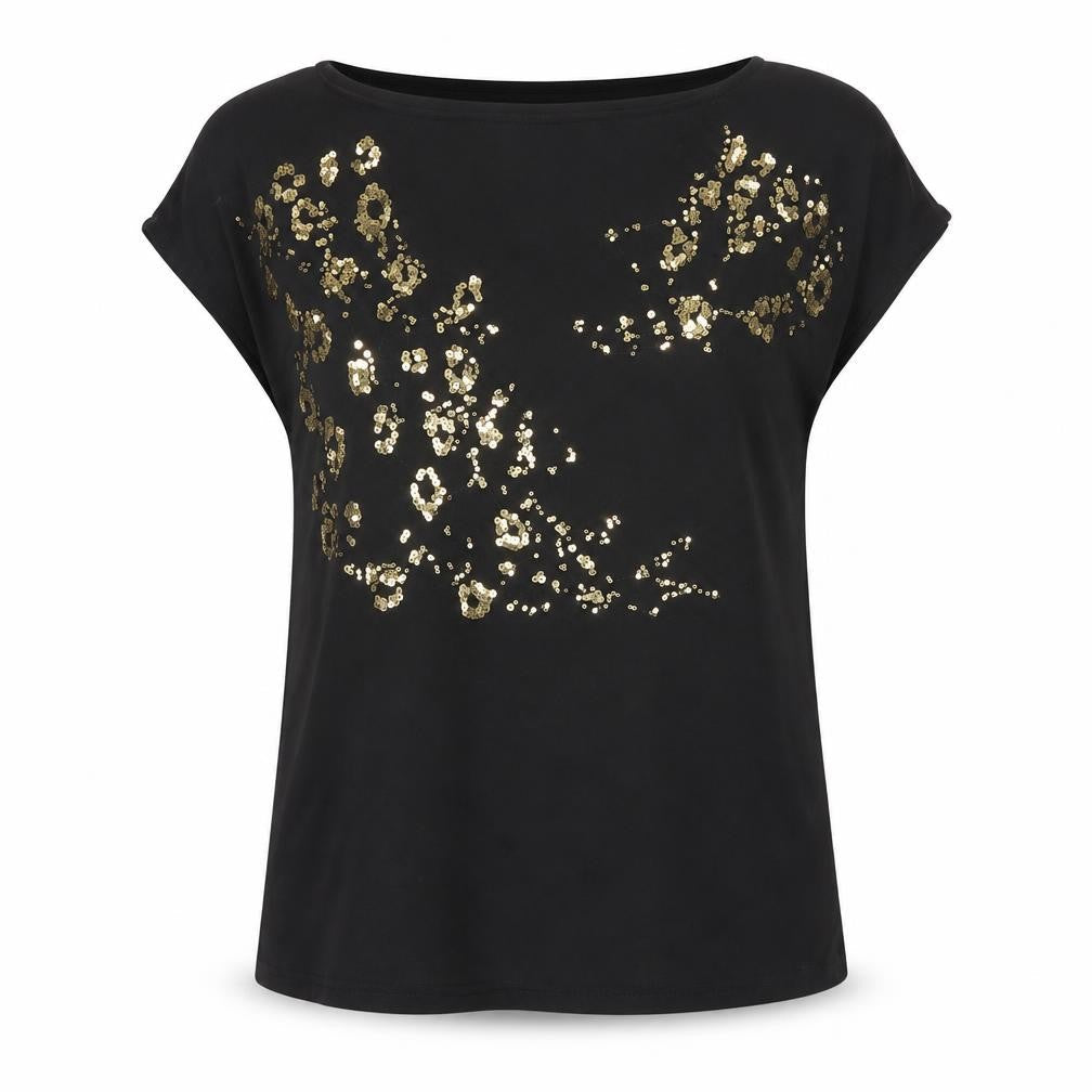 Per Una Womens Black Polyester Basic T-Shirt Size 8 V-Neck